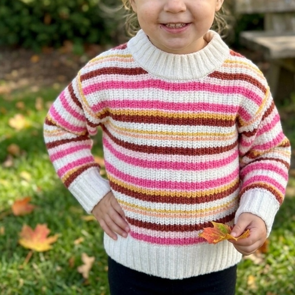 Old Navy Kids Striped Sweater - Pink, Brown, Cream